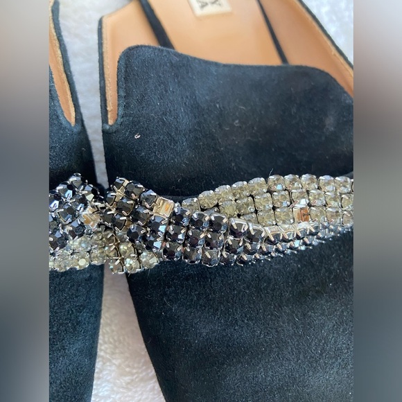 BADGLEY MISCHKA Karin Crystal Embellished Mule in Black Suede Size 7 EUC - Picture 4 of 7